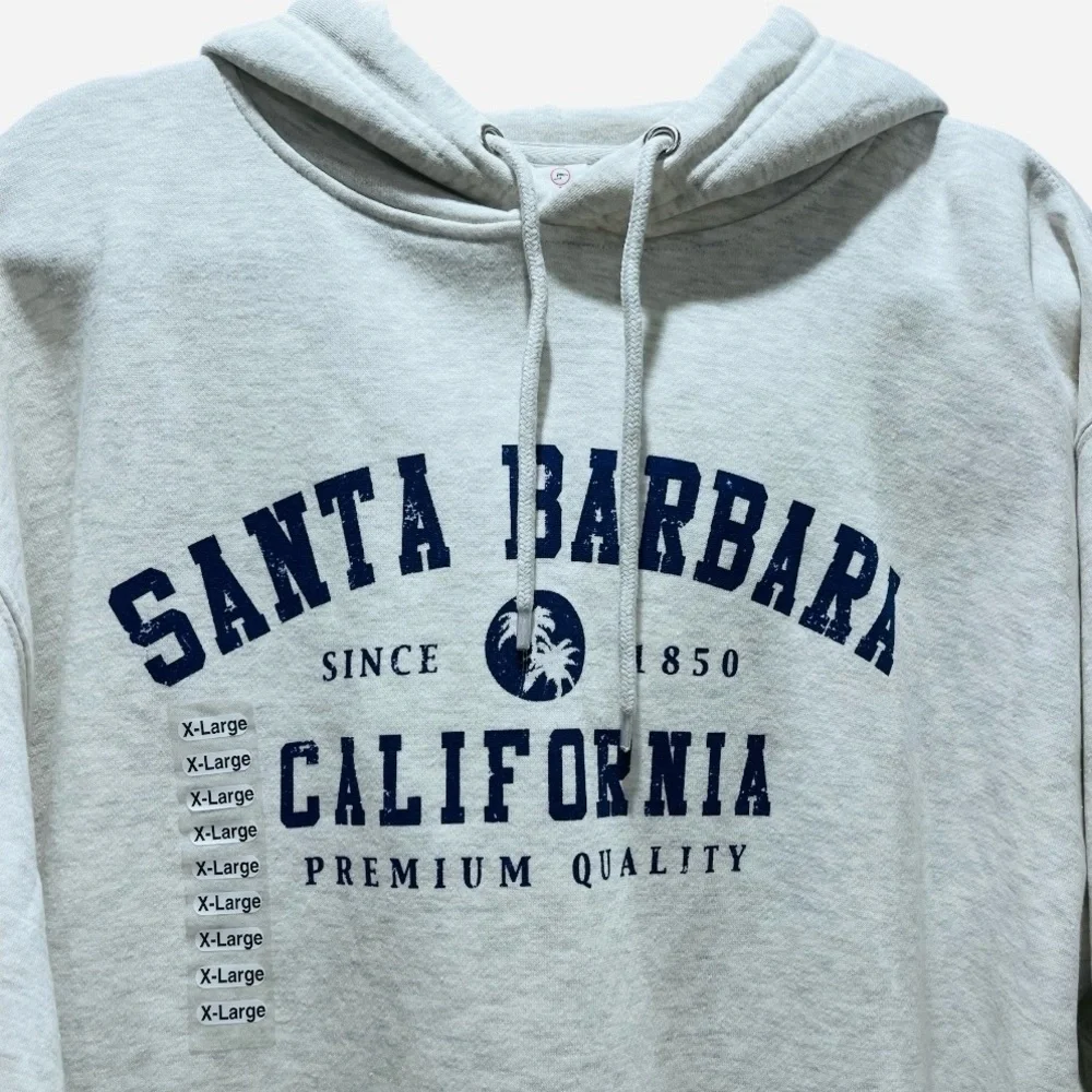 NWOT Santa Barbara Premium Quality Hoodie Fleece Lined XL Heather Gray